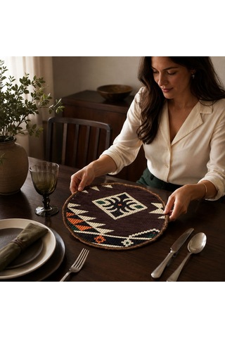 Bk Gift 6 Adet El Yapımı Anadolu İzleri Kilim Kumaşı Supla Koleksiyonu 27cm -5 Haki