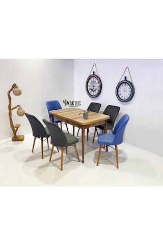 6 Kişilik Açılır Masa Sandalye Takımı Mutfak Masası Takımı Salon Masası Yemek Masası Masa Takımı Gri&lacivert