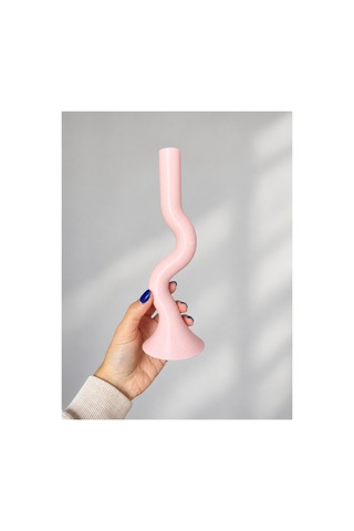 Diora Dekoratif Dalgalı Şamdan / Mumluk Açık Pembe