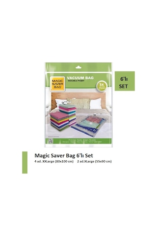 Magic Saver Bag 6'lı Vakumlu Hurç Vakumlu Poşet Seti Yorgan Hurcu Şeffaf