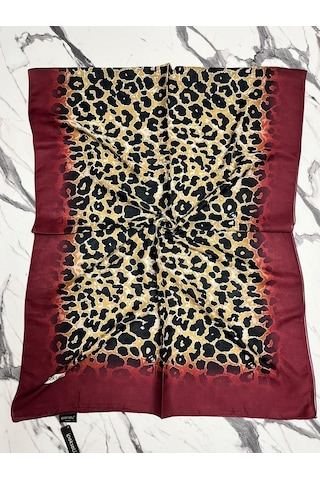 İpekseli Leopar Desenli Organik Pamuk Şal - 7 07