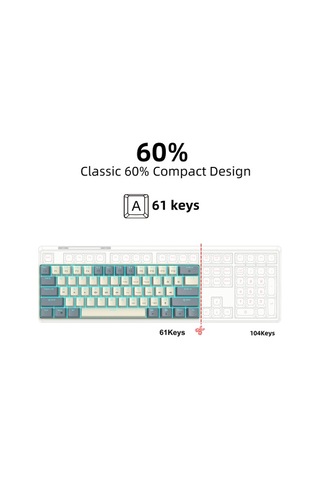 Kırmızı Anahtarlı Mekanik Klavye 61 Tuşlu Buz Mavisi Led Usb 2.0 Arm Core Tak Ve Çalıştır Oyun Ve Ofis İçin Kablolu Bilgisayar Klavyesi Ergonomik