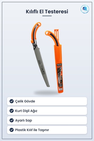 Kılıflı Testere Çelik Kurt Dişli Ayarlı Sap Plastik Kılıf Ahşap H