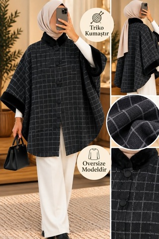 Genel Markalar Novea Scarf Küklü Kareli Trıko Panco Gri - 938346078 Gri