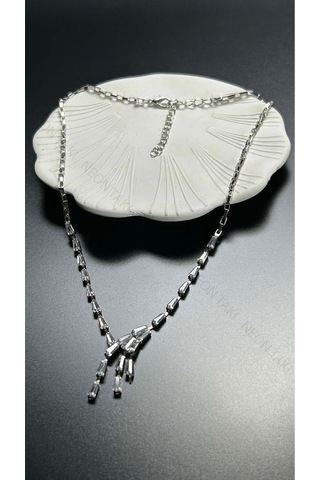 Su Yolu, Zirkon Taşlı, Kolye 211, Gümüş Renk Gümüş