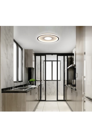 Tavan Led Avize Plafonia Orta Işıklı 60cm Siyah - Sarı