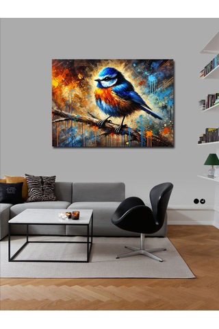 Kanvas Tablo Mavi Kuş Sanatı 100cmx140cm