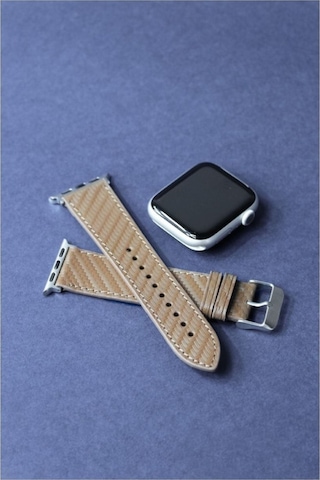 Apple Uyumlu Watch Kordon Kahverengi Karbon 42-44-45 Mm