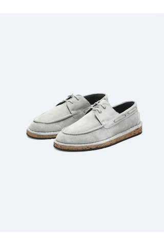Açık Gri Süet Smart Casual Ayakkabı Gri