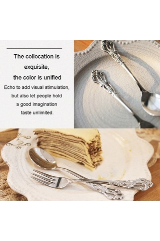 Sones 2 Adet / Paket Retro Ajurlu Oymalı Tatlı Kaşığı Çatal Seti Oymalı Çatal Bıçak Takımı Hediye Kutusu, Stil: Mavi Kutu Diğer