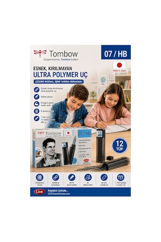 Kaliteli Kalem Ucu 12 Li 0.7 Mm Hb 1 Paket Tombow Versatil Kalem Uç Mekanik Uçlu Otomatik Kurşun Kalem Ucu 60 Mm Yumuşak