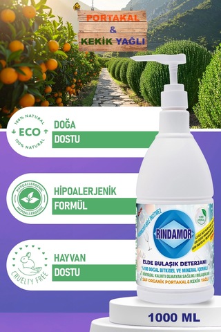 % 100 Doğal Bitkisel Elde Bulaşık Deterjanı - Organik Kekik&portakal Yağlı