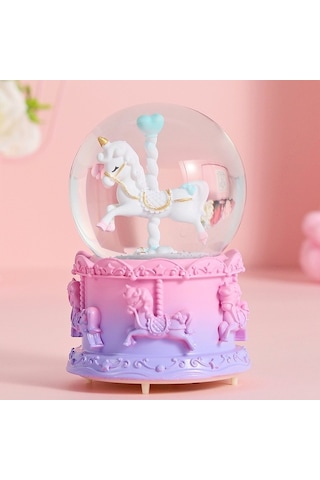 Atlı Karınca Unicorn Mini Işıklı Kar Küresi Ve Müzik Kutusu