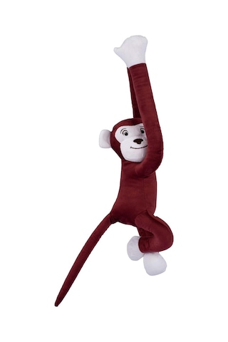 Boumini Toys Boyuna Sarılan Peluş Maymun Bordo Elleri Çıtçıtlı 55 Cm - Bordo