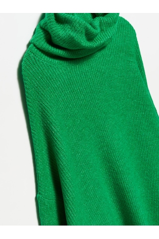 Dilvin 2268 Balıkçı Yaka Oversize Kazak-yeşil