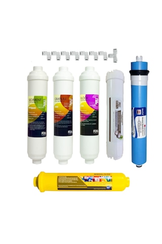6 Aşamalı Su Arıtma Cihazı Filtre Seti Inline Filtre+ Ro Membran + Post Karbon Kapalı Kasa Uyumlu Tam Set Filtre Seçeneği - 6 Lı Filtre