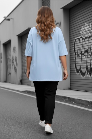 Mily Kadın Büyük Beden Battal Basic Bisiklet Yaka Pamuklu T-shirt Rahat Kesim Unisex Sevgili Kombini Turkuaz