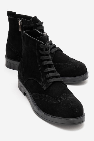 Luvishoes Nelvy Siyah Süet Hakiki Deri Kadın Bot Siyah