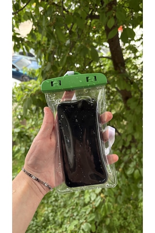Yüksek Kaliteli Tüm Telefonlara Uyumlu Yağmur Su Geçirmez Waterproof Deniz Havuz Altı Telefon Kılıfı Yeşil