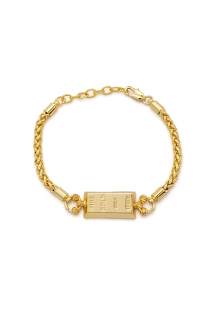 İmitasyon Altın Kaplama Örgü Desenli Külçe Bileklik Blk-1154 Altın