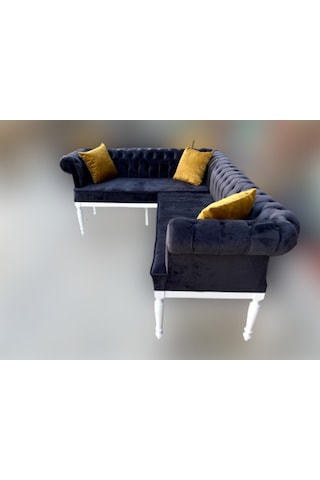 Köşe Takımı Chester Model Ahşap Kayın Torna Ayak Lükens Aslan Bab Yeşil