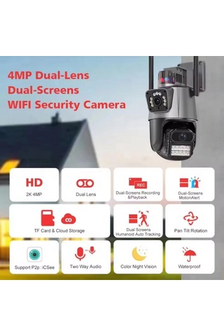 Laxsam Yeni Dış Mekan Ip Kamera Çift Lens Wifi Güvenlik Kamerası
