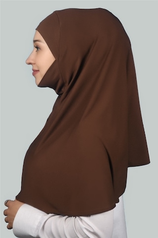 Altobeh Hazır Türban Peçeli Pratik Eşarp Tesettür Nikaplı Hijab - Namaz Örtüsü Sufle (XL) - Çikolata