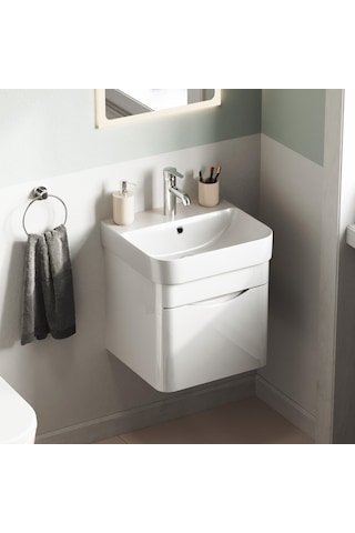 Aqua Bagno Piccolo 2.0 Alt Dolap 48 Cm. Parlak Beyaz -lavabo Dahil Beyaz