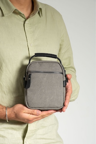 Kanvas 7 Bölmeli El Ve Omuz Erkek Çantası 413 Gri - Siyah