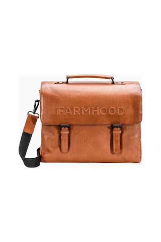 Farmhood Memphis Deri Xxl Evrak Çantası, 3 Bölmeli, 39 Cm, Yüksek Kaliteli Hakiki Deri Açık Kahverengi