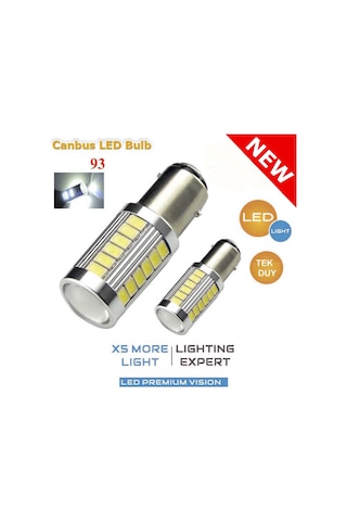 93 Led Beyaz Stop ve Sinyal Ampülü Cob Ledli Tek Duylu