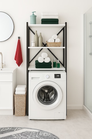 3 Raflı Banyo Organizatorü - Beyaz Beyaz