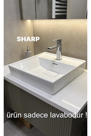 Turkuaz Seramik Sharp 60x48 cm Etajerli Lavabo