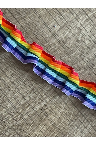Gökkuşağı Renkli Fırfırlı Giyim Dikiş Aksesuar Dekoratif Şerit En 3 Cm Boy 1 Metre