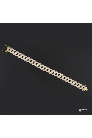 925 Ayar Gümüş Taşlı Gold Gurmet Bileklik