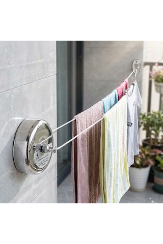 Buffer Paslanmaz Çelik Geri Çekilebilir Çamaşır İpi Duvar Tipi Duvara Monte Banyo,balkon,bahçe Çamaşır Kurutma Askısı Çok Renkli