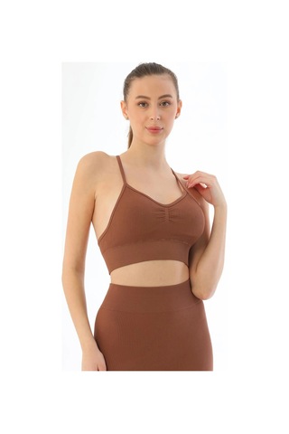 Senoramoda Kahve Mı Emay 3921 Soft Seamless Ripli Tayt Yoga Takımı