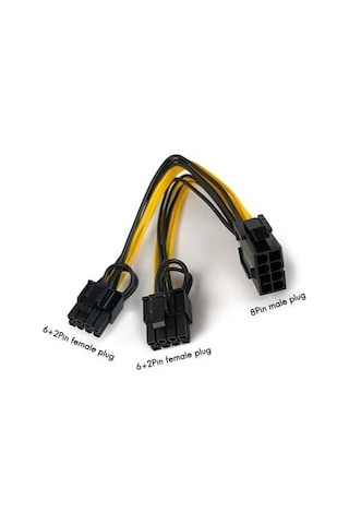 Px-4302-8 8 Pin To 2x8 Pin Psu Ekran Kartı Güç Çevirici Kablo, Pcı-e 8 Pin To 2 Adet 6+2 Pin Gpu Power Splitter, 18awg 20 Cm Full Bakır Mining Ekran Kartı Güç Kablosu