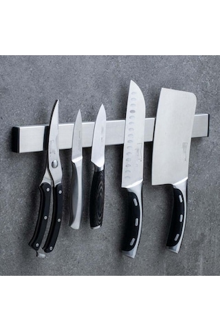 Dancemonkey Paslanmaz Çelik Bıçaklık Pratik Tasarım Mutfak Rafı Manyetik Bıçaklık Ahşap