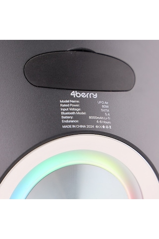 4berry Ufo Air Bluetooth Hoparlör 80 W, Kablosuz, Modern Tasarım