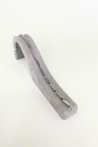 Gümüş Renkli Küp Bambu Zincir Bileklik Gümüş