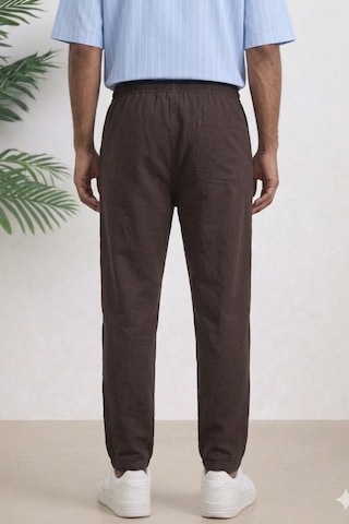 Tarz Cool Erkek Yazlık Keten Karışımı Relaxed Pantolon Kahverengi