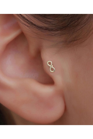14 Ayar Altın Sonsuzluk Figürlü Tragus Piercing Sarı Altın