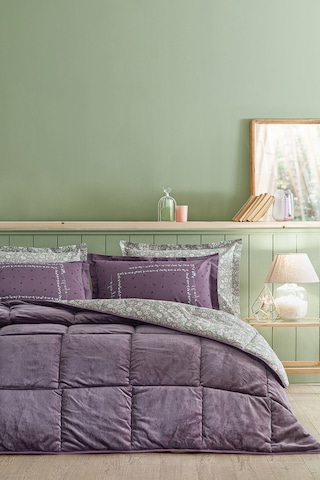 Puffy Lela Çift Kişilik Threefy Uyku Seti Kül Moru