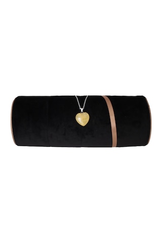 Sarı Yeşim Kalp Kolye Zincirli Yellow Jade Sitrin Sarı