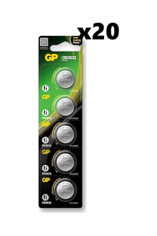 GP CR2032 3 V Lityum Kartela Düğme Pil 5 x 20'li GP CR2032 3 V Lityum Kartela Düğme Pil 5 x 20'li
