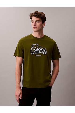 Erkek 20's Script Grafik Detaylı T-shirt Yeşil