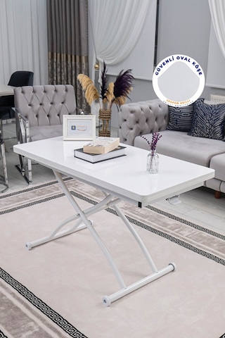 Juppo Üst Tabla Mdf Beyaz Oval Köşe Alt Beyaz Dışa Kıvrım