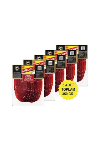 Çemeni Sıyrılmış Dilimli Dana Pastırma 70 Gr. Beşli Paket Toplam 350 Gr.