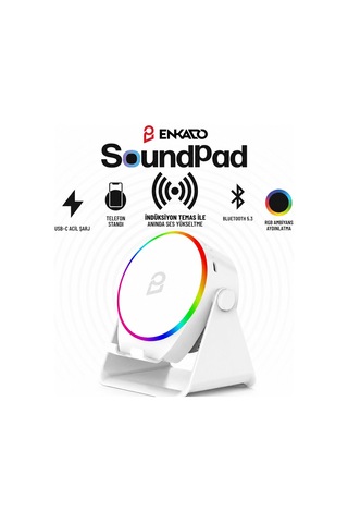 Soundpad 5ın1 - 5w - 2000mah Temas İle Ses Yükseltme - Telefon Stand - Usb-c Şarj Beyaz İndiksiyon Ses Yükseltici Bluetooth Hoparlör Speaker Ekd-s11 5580